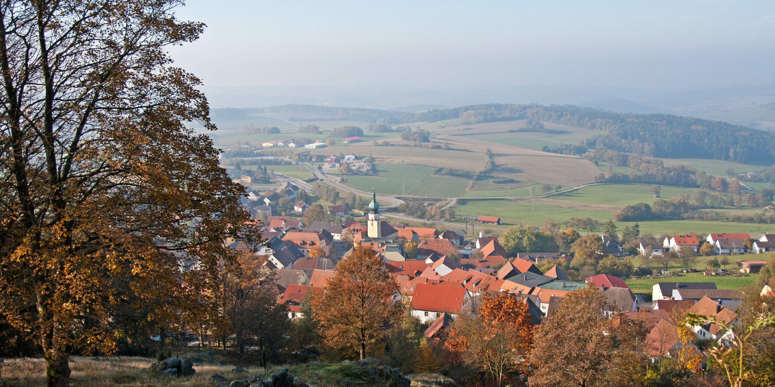 Oberpfälzer Wald – Blick vom Schlossberg auf Tännesberg 2_Gru